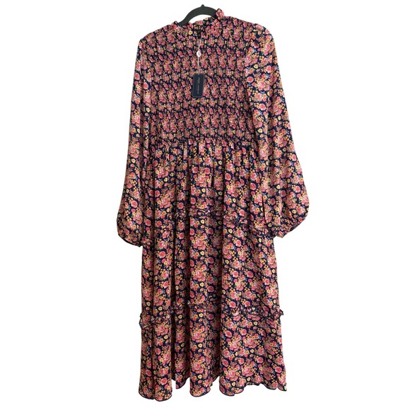 Simply Southern Dresses & Skirts - New Simply Southern Floral Smocked Tiered Maxi Dress Navy Pink XL Peasant Boho